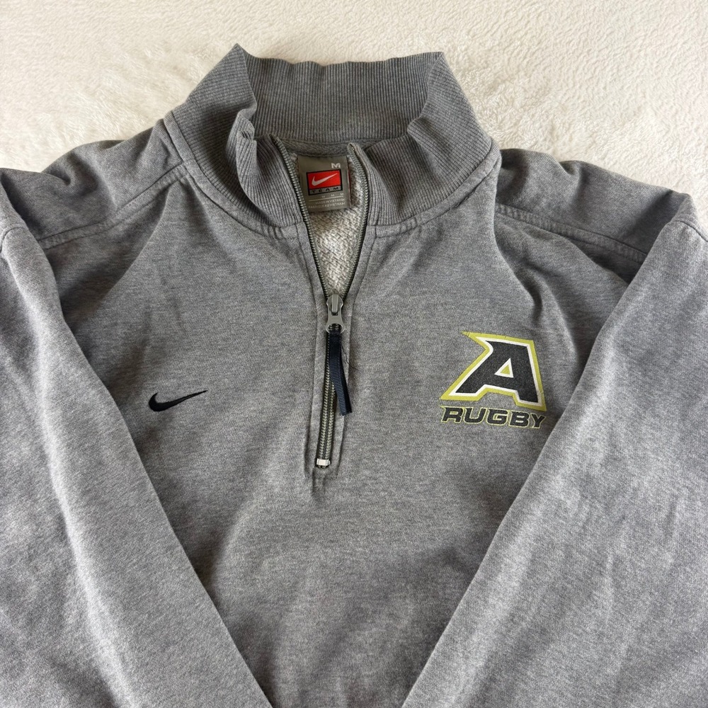 Nike Team Vintage Quarter Zip Pullover Army West Point Rugby Gray Mens Medium